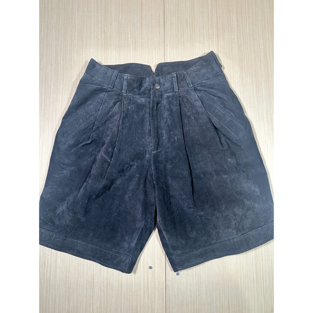 M. Julian‎ Adventures Suede Leather Shorts Mens 32 Blue Lined Pleated (flaws)